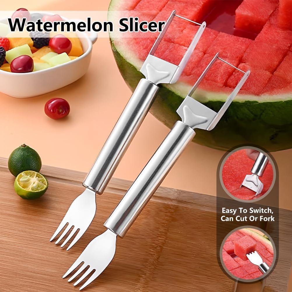 Watermelon Slicer Cutter - 2-in-1 Stainless Steel Fruit Cutter, Upgraded