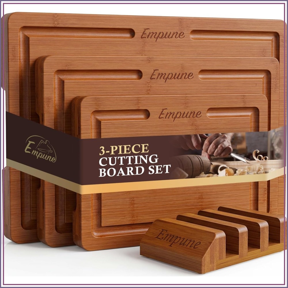 Bamboo Cutting Board - 3-Piece Extra Thick Bamboo Cutting Board