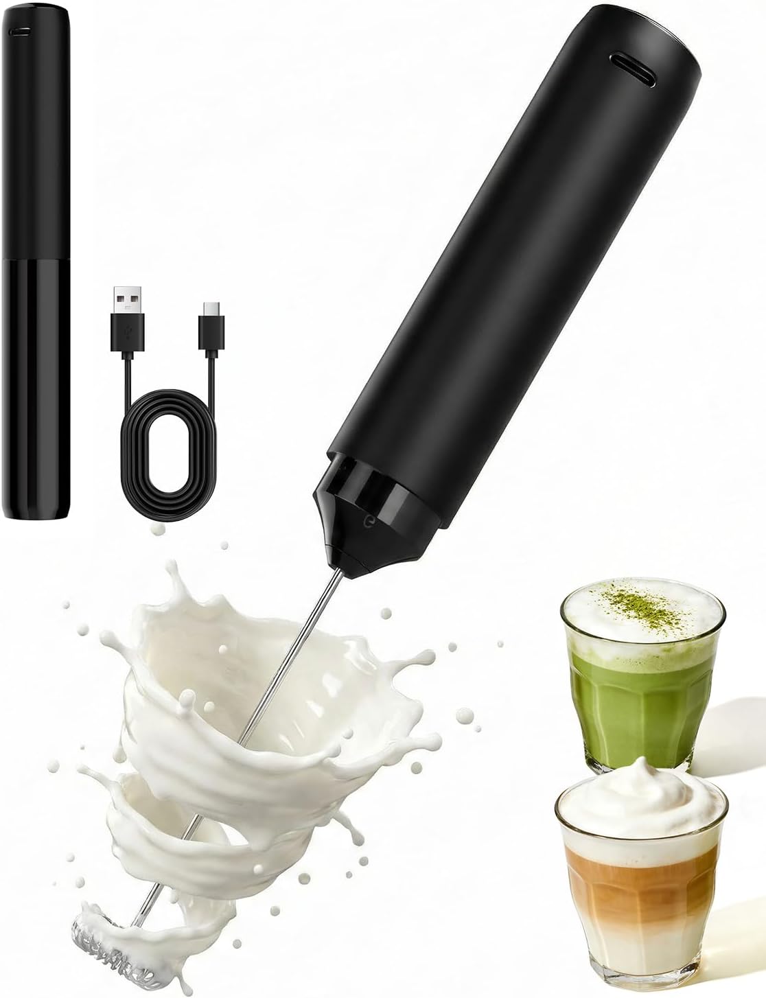 Milk Frother - Rechargeable Milk Frother Handheld Electric Coffee